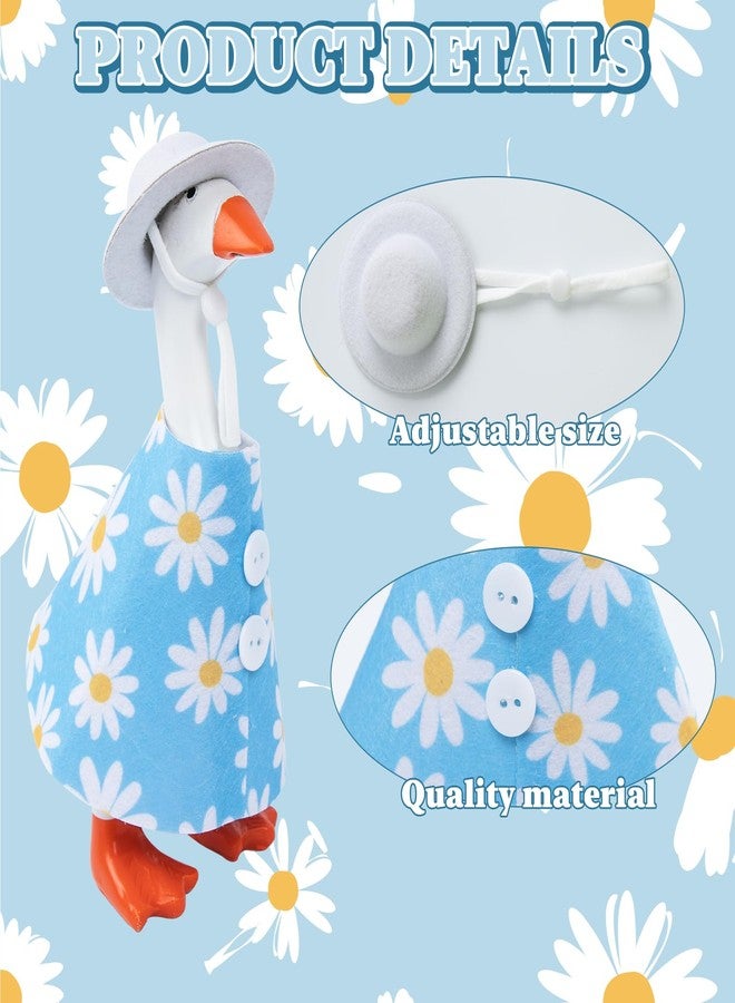 LUOHECAM 7 Inch Desk Goose Outfits Daisy Cape Hat Set Tabletop Goose Accessory Mini Porch Goose Costume Magnetic Goose Statue Key Holder Clothes for Table Decor - Image 3
